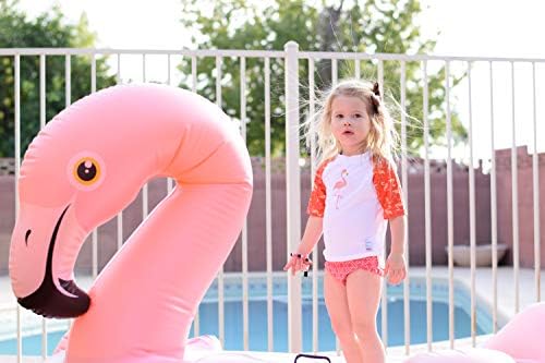 Детски бански за момичета със защита от акне (Sz 6M–5T), Слънцезащитен Нагурет за плуване, Бански костюм (фламинго)