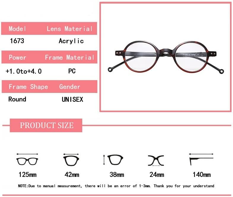 N/A Очила за четене В рамки, Очила в кръгла стил, Женски, Мъжки, Кръгли Очила за четене (Цвят: E, размер: + 150)