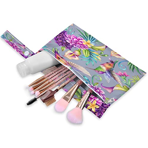 Плажната чанта за влажни сушене Kigai Колибри в лилави цветове, 2 опаковки - Тъканни Чанти за Памперси - Водоустойчив Органайзер