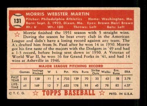 131 Морис Мартин - Бейзболни картички Topps 1952 г. (Междузвездни войни) С оценката на VGEX - Реколта Картички с автограф