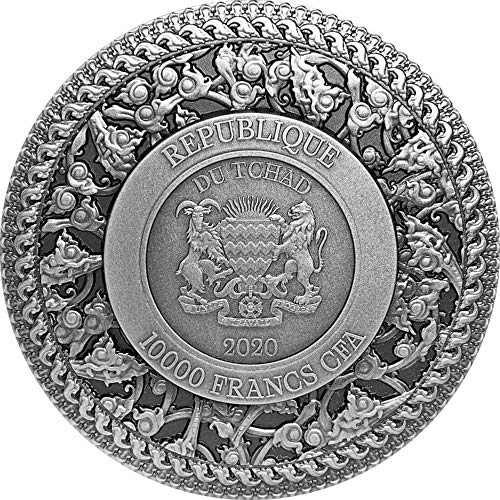 2020 Модерна Възпоменателна монета PowerCoin Tossakan Ravana Ramakien 2 Грама Сребърна Монета От 10 000 Франка на Чад 2020 Антични Гарнитури