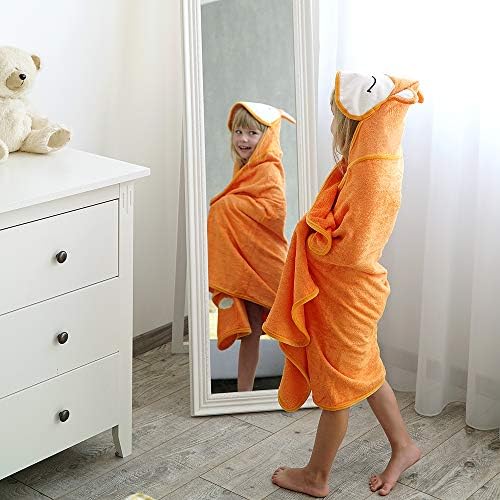 Кърпи за баня Fox Style Bamboo Хлапе с качулка - Размер 50x30 инча, Меко и удобно, сверхпоглощающее, естествена за деца