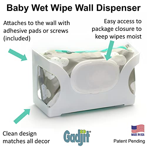 Стенен монтаж опаковка мокри кърпички, кърпички за ръце и бебешки кърпички Gadjit (2) | се Закрепва на стената и е с капацитет