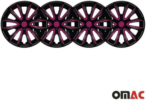 15-Цолови тасове OMAC за Honda Civic Черен Мат и лилави цветове 4 бр. Капака Джанти - Шапки ступиц - Подмяна на външната повърхност на автомобилни