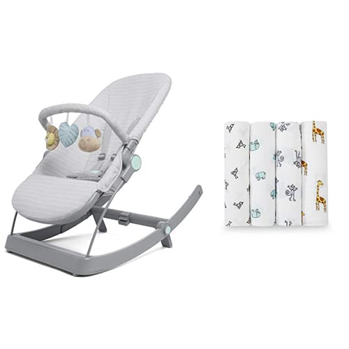 Класически Пеленальное одеяло aden + anais, 4 опаковки, Детско столче Джунглата Jam 3 в 1 за бебета до 2 години, комплект