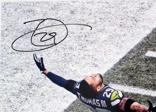 Ърл Томас Подписа снимка на НФЛ Seattle Seahawks Без рамка 16 × 20 – падна На колене С Раскинутыми ръце - Снимки NFL с автограф