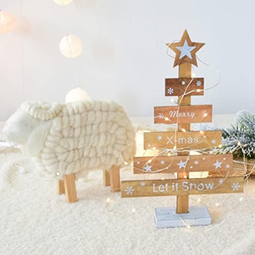 Коледна Украса Veemoon Дървена Модел на Коледно Декор: 2 елемента Коледна Фалшива Елха Ние ще Ви Весела Коледна Елха Фигурка
