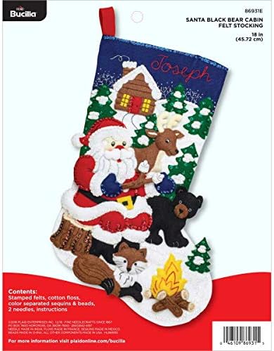 Набор от Апликации за Отглеждане от филц Bucilla, 18 инча, Къща Черно Мече Дядо Коледа