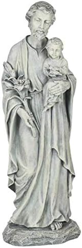 Йосиф Studio by Roman - Статуята на Св. Йосиф, 20 H, Градинска колекция, Смола и камък, Декоративна, Религиозен подарък, Начало декор