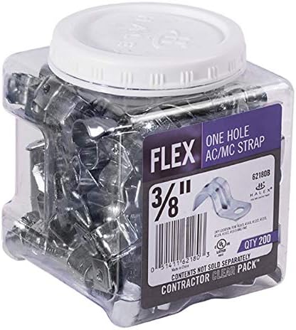 Halex – Гъвкав метален тръбопровод с диаметър 3/8 инча (FMC) – Колани с 1 дупка – 62180B – 200 за опаковане – Сребърен