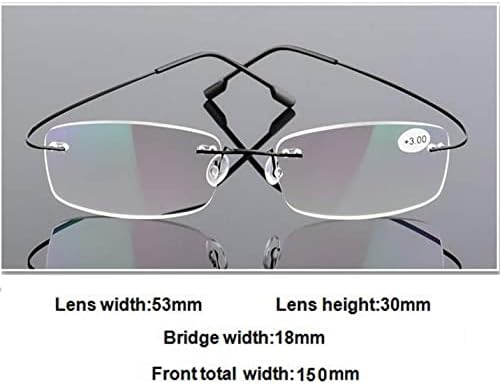 Viseng Комплект от 2 очила за четене без рамки от титан метал ультралегкие Ридеры за мъже и Жени