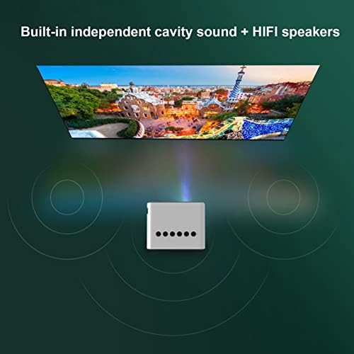 Проектор TUU с HiFi високоговорител с поддръжка 24 ANSI 1080P Преносим Мини-Шрайбпроектор видео проектор, Съвместим с TV Stick смартфон