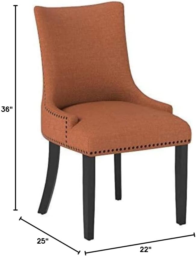 Съвременен стол за хранене Modway Marquis, осеян с кърпа, с довършителни работи под формата на нокти в оранжево