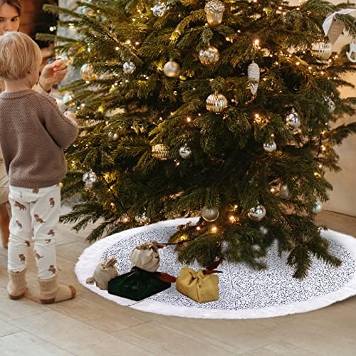Пола за Коледната елха, Пола, за елхи с пайети, Коледна Декорация от тъкани 48 инча и меки Плюшени Кант, Подложка за Коледната