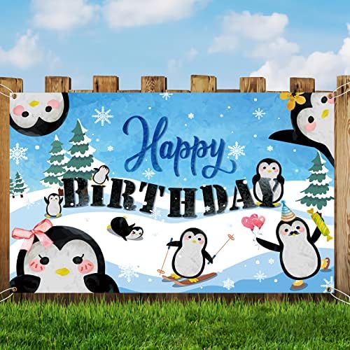 Meltelof Пингвин честит Рожден Ден на Фона на Пингвина Снежинка на Тема Рожден Ден на Фона на Зимния Коледа Момиче Принцеса