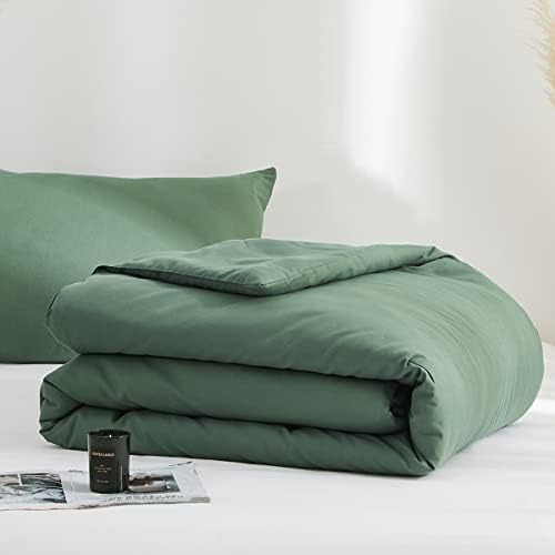 Комплект спално бельо Nayoroom Sage Green King Size, Заден Обикновена Дизайнерски комплекти спално бельо, 3 предмет, Завивки от мек