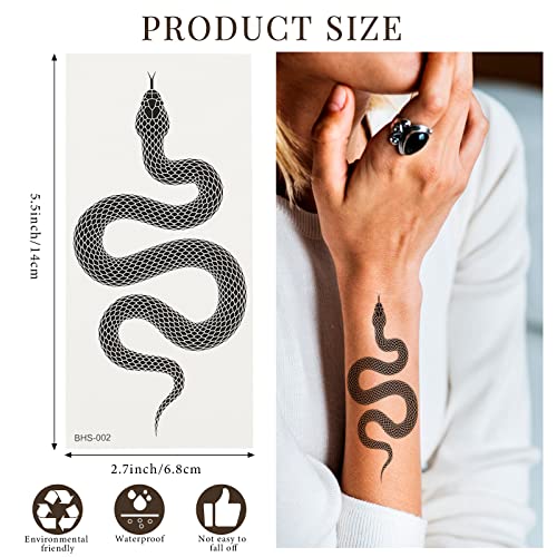 22 лист реалистична змия временни татуировки 3D за tribal змия татуировки, цветни мечове змия фалшиви татуировки водоустойчив