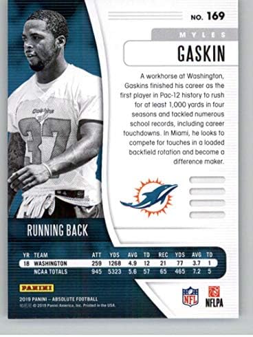 2019 Абсолютен №169 на Майлс Гаскин, Радиоуправляеми Нов Маями Делфините Футболна Търговска картичка NFL