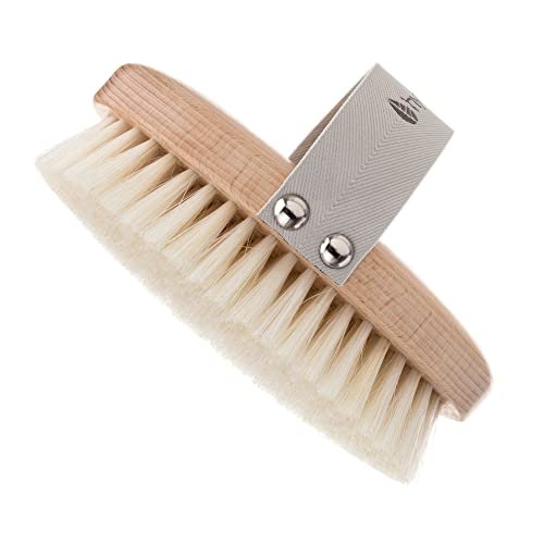 Hydrea London Natural Body Dry Brush – Отшелушивающая четка за суха кожа с естествен косъм, Суха четка За премахване на целулита, Ексфолиращ