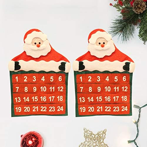Коледна Украса NUOBESTY 2 елемента Коледен Календар Дядо Коледа Плат Адвент-Календар Окачен Украшение Коледен Календар за Обратно броене