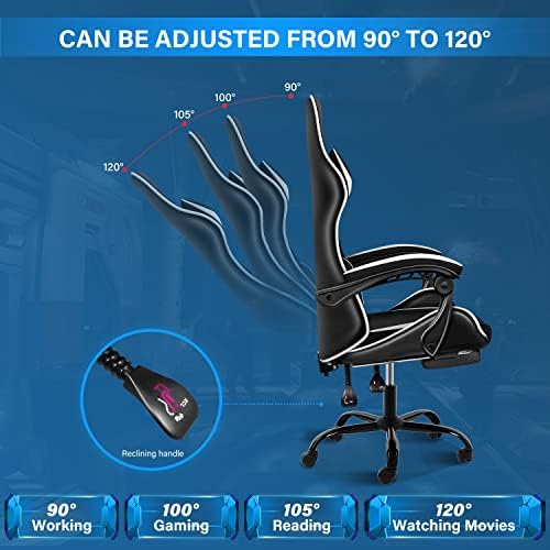 YSSOA Гоночное Видео Стол с възможност за сгъване на облегалката и височина на седалка, Игра офис, Компютър с висока облегалка