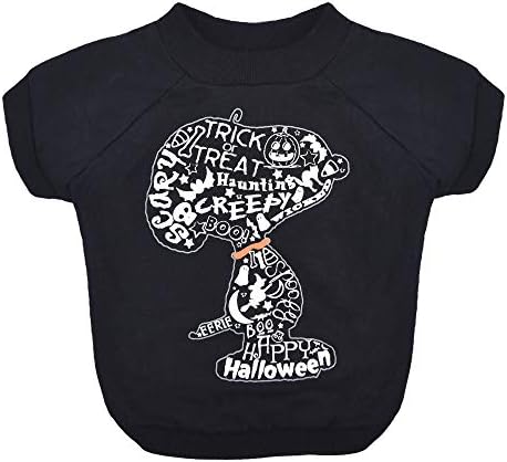 Тениска Peanuts for Pets Charlie Brown Снупи Хелоуин Black Dog, Средно | Машинно пране, Облегающая Тениска за кучета, Лека