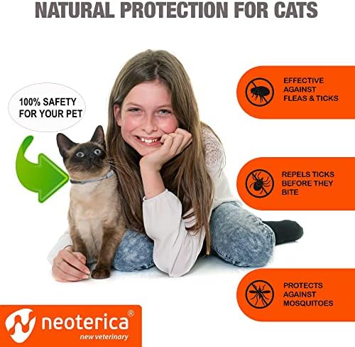 Естествена яка от бълхи и кърлежи за котки - 12 Месеца за контрол на най-добрата профилактика и безопасно лечение - Репелент от етерични масло против бълхи и кърлежи (