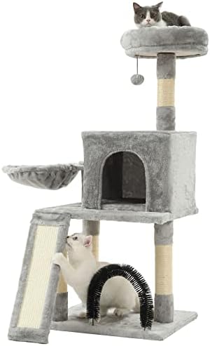 Котешки дърво HOOPET, 44-инчов котешка кула за котки в затворени помещения, на много нива център активност котки с Когтеточками