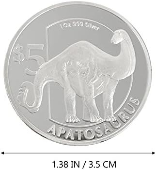 NUOBESTY 2 елемента Сребърни Колекционерски Монети Айде са подбрани Монета с Релефни Динозавър под Формата на Животински