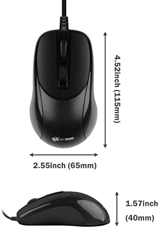 Жичен Оптична мишка MCSaite PS2 - 3 бутона с резолюция 1000 dpi за КОМПЮТЪР, Настолен компютър, Лаптоп, Компютър, Черен