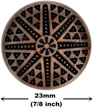 Рамка от 10 Броя Копчета Tribal Sun с метална опашка. 23 мм (7/8 инча) (стара мед)
