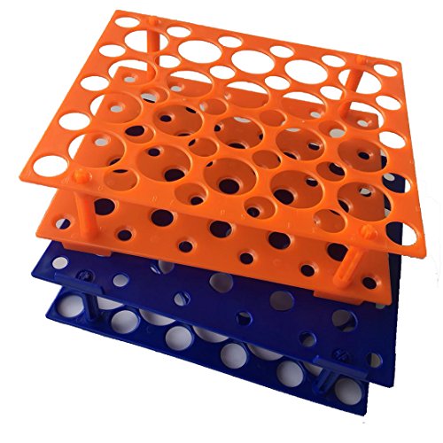 Стойка за центрифужных пробирок на 50 дупки на портокал ／син цвят за 10 мл/15 мл/ 50 мл (две опаковки) (оранжево / синьо)
