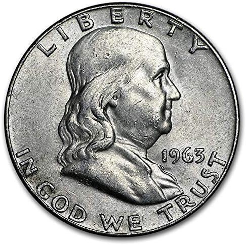 1963 D Франклин Сребърен Полдоллара 90% Сребро AU Около необращенном формата на