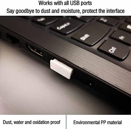 20PCS Прахоустойчив щекер за порта USB тип A Подходящ за пылезащитного капачка за женски порта USB тип A (Бял)