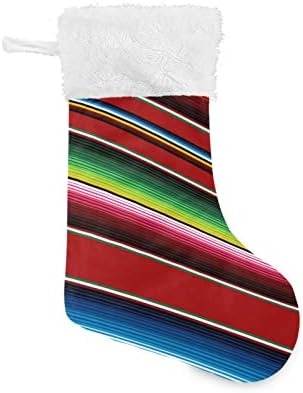 Kigai, 1 Опаковка, Коледни Чорапи с Принтом в мексикански ивица Serape, Плюшени Чорапи с Белезници, Коледни Окачени Чорапи за Камината, Украса