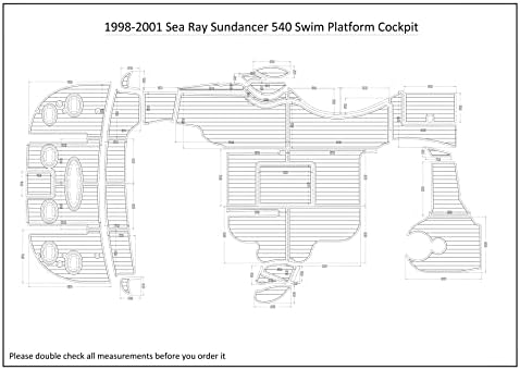 Украса от имитация на тиково дърво, ЕВА за лодки е съвместим с кокпитом на плавательной платформата Sea Ray Sundancer 540 1998-2001 г.