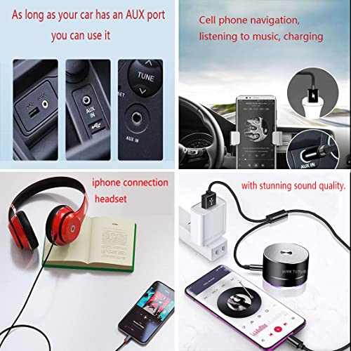 Аудио кабел за зареждане на автомобилни AUX DUOYUTING, телефон iOS за зареждане на аудиоадаптера 3,5 mmAUX. с USB-разветвителем и удлинительным