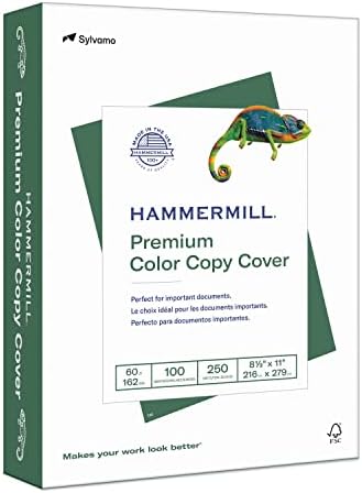 Картон Hammermill, Цветен копие от премиум-клас, 60 килограма, 8.5 x 11 - 1 опаковка (250 листа) - 100 Ярки, Направено в САЩ, 122549R,