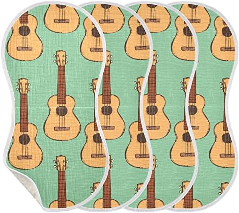 YYZZH ukulele Реколта ukulele, Муслиновые Салфетки от Оригване на Бебето, 4 Опаковки, Памук, Детски Гъба, Престилки за Момчета и