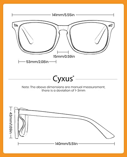 Cyxus Компютърни Очила с Блокиране на синя Светлина за Мъже И Жени, Очила с Квадратни UV Филтър за цифрови Екрани, Срещу