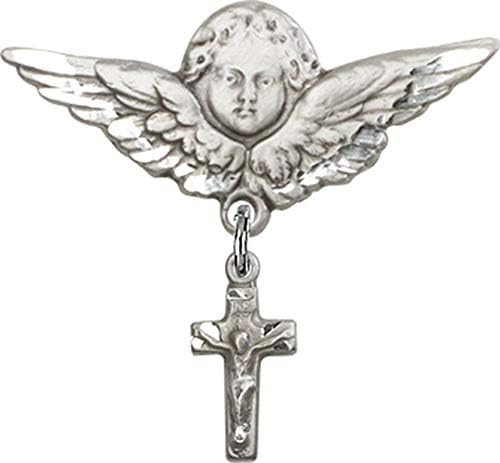 Детски икона Jewels Мания за талисман под формата на Разпятието и игла за икона Ангел с крила | Детски икона от Сребро с