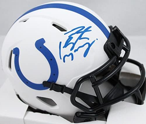 Мини-каска Colts Lunar Speed с автограф Пейтона Мэннинга -Фанатици * Сини мини-каски NFL с автограф