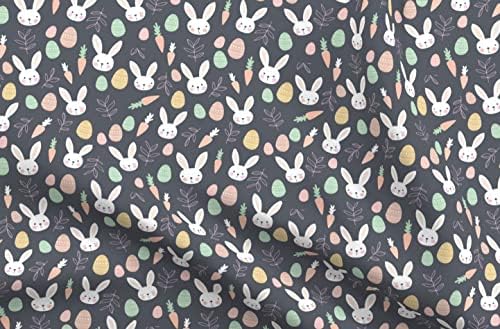 Плат Spoonflower - Приказно Пролетта Зайци, Великденски Яйца, Пастелни Животни, Отпечатани на Венчелистчетата, Маркова Памучен