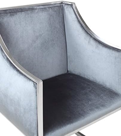 Култов домашен стол Rowan Modern на съвременния стомана рамка, с луксозен акцент, сив
