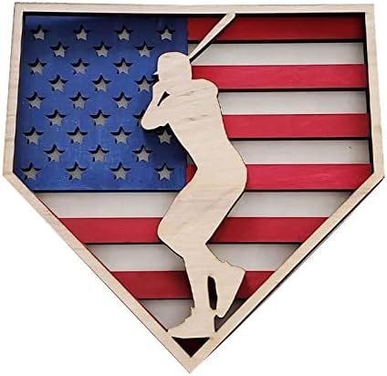 Учител Украшение Бейзболен Знак Бейзболен Диамантена Знак Бейзболен Декор за диференцирани тава Бейзболен Подарък Американски Флаг
