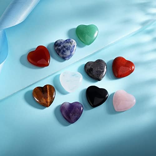 XIUQILAI 10шт Кристали във формата на Сърце и Лечебни Камъни и 12шт Заострени Кристали Кварц Скъпоценни Камъни