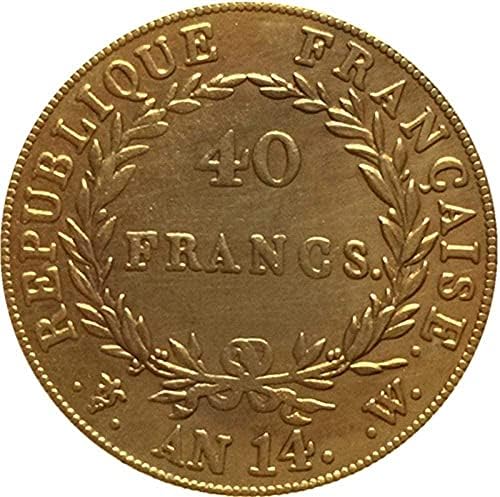 1814 Френски монети От Бронз с покритие От Злато Рано Монети Занаяти Колекция от Монети Възпоменателна Монета