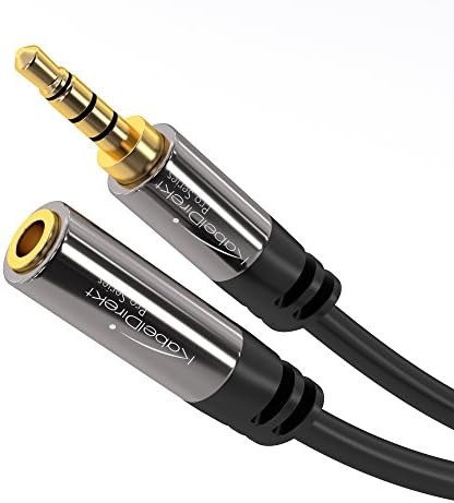 Удължител за слушалки с метална мъниче, защитени от счупване, с дължина от 10 фута (идеален за свързване на гейминг слушалки или слушалки