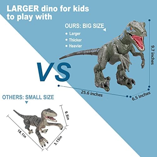Много играчки-динозаврите WOWOHAGE R/C е за малки момчета, Прогулочный Велоцираптор с дистанционно управление и лесно звук, Реалистични
