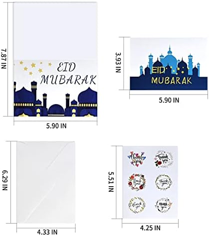 EATAKWARD 12 Опаковки Поздравителни Картички на Ейд Мубарак с Конвертами, Пликове за Пари за Курбан Рамадан в Брой, с Пликове